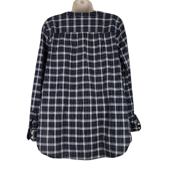Nwt Loft Plaid Bib Navy Tunic Blouse Large Petite - Picture 2 of 4
